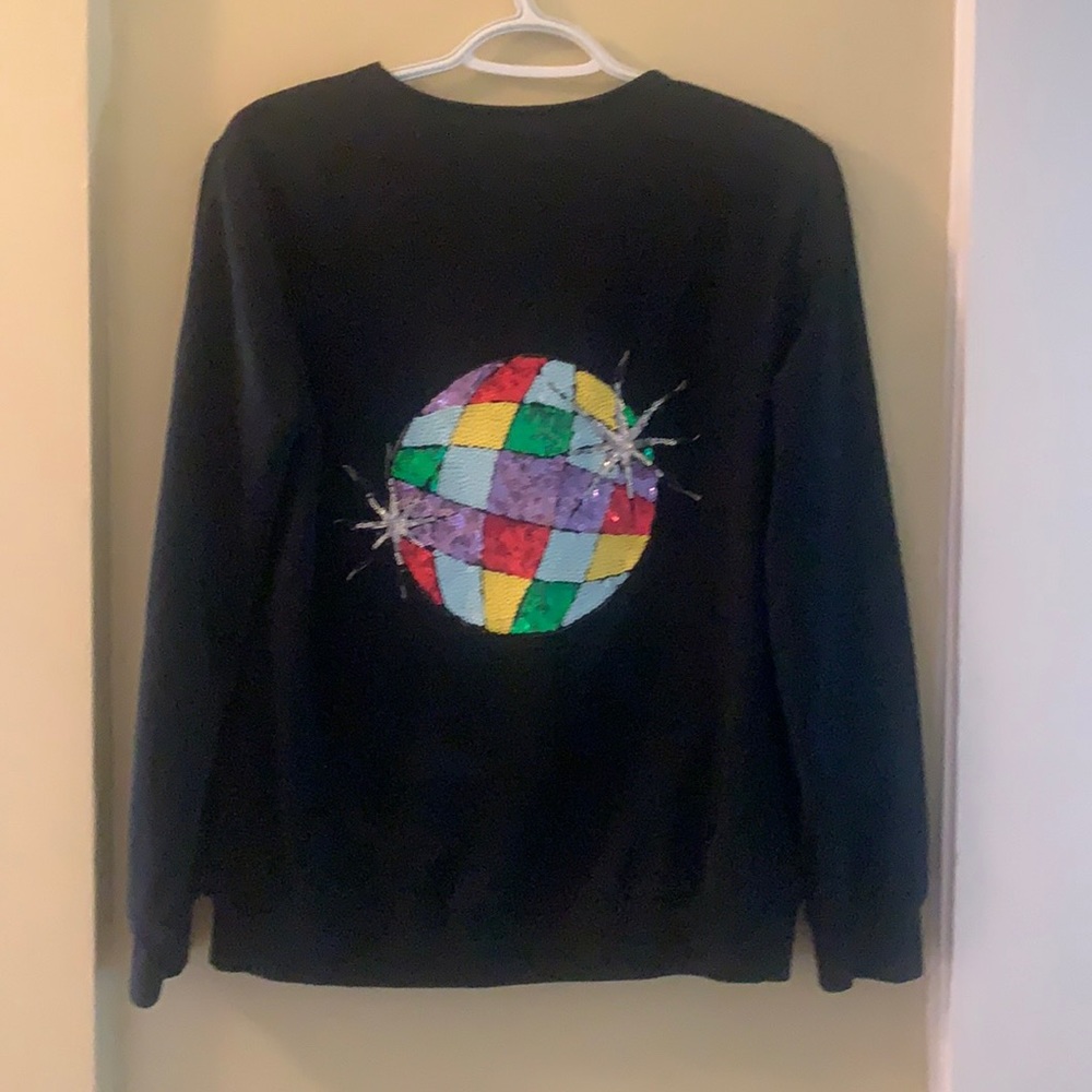 Disco ball bomber sweater